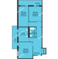 3 комнатная квартира 91,6 м² в  ЖК РИИЖТский Уют, дом Секция 1-2 - планировка