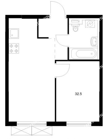 1 комнатная квартира 32,5 м² в ЖК Савин парк, дом корпус 8