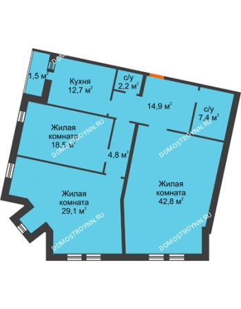 3 комнатная квартира 133,9 м² - ЖД по ул. Варварская
