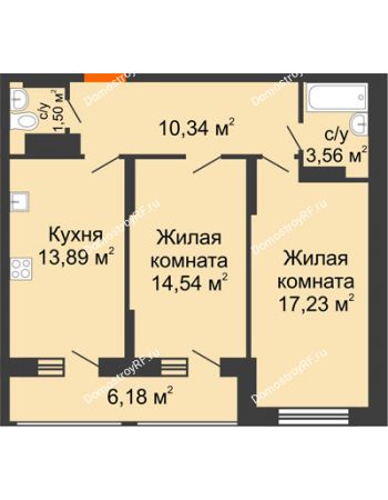 2 комнатная квартира 64,15 м² в Макрорайон Амград, дом № 1