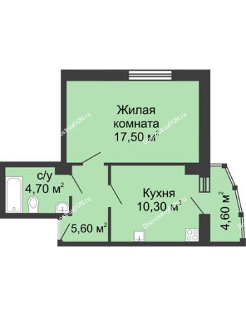 1 комнатная квартира 42,7 м² в ЖК Мега, дом № 2