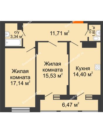 2 комнатная квартира 69 м² в Макрорайон Амград, дом № 1