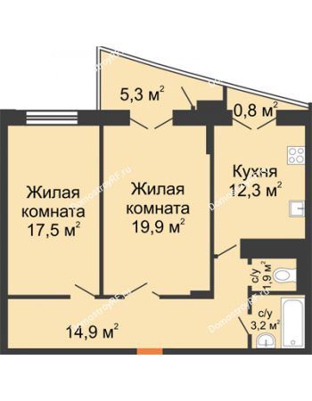 2 комнатная квартира 71,14 м² - ЖК 230 футов