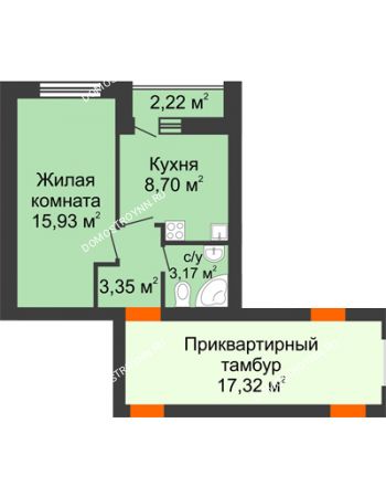 1 комнатная квартира 32,26 м² - ЖК Янтарный