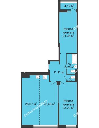 3 комнатная квартира 116,1 м² - ЖК Бристоль