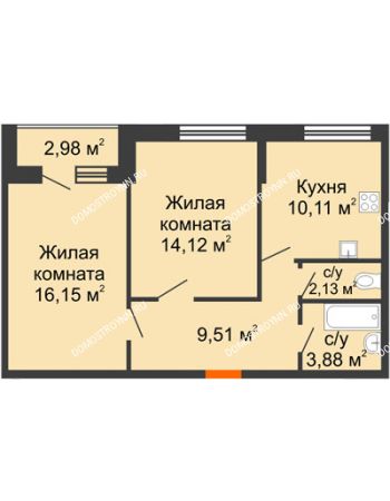 2 комнатная квартира 58,88 м² - ЖК Олимпийский