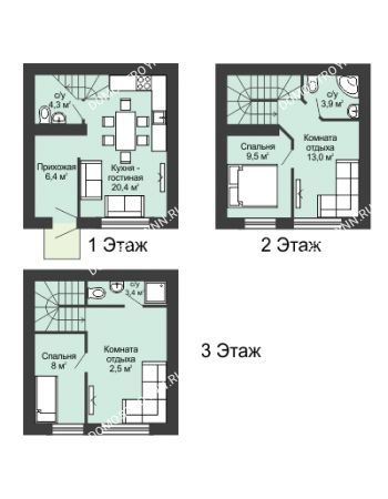 5 комнатная квартира 100 м² в КП Баден-Баден, дом № 13-1 (от 72 до 117 м2)