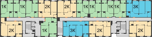 Планировка 9 этажа в доме № 3 в ЖК Квартет