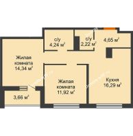 2 комнатная квартира 59,73 м² в Жилой Район Никольский, дом ГП-54 - планировка